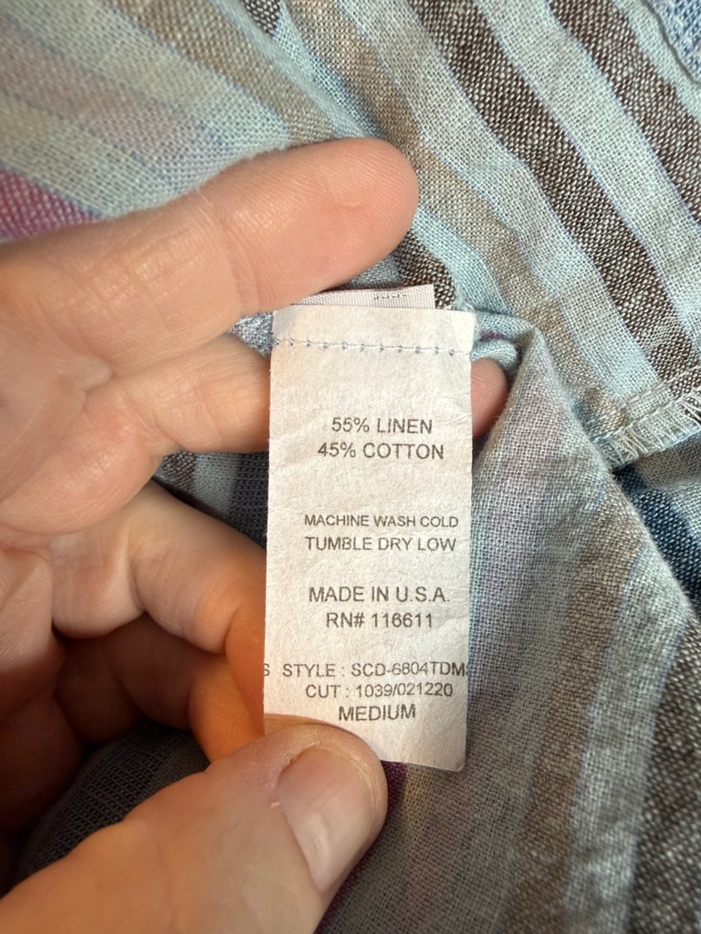 Self Contrast Striped V-Neck Maxi Dress in Light Blue & Pink Linen/Cotton Size M - Picture 11 of 11